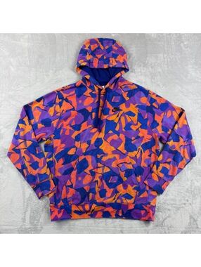 Nike Club Fleece French Terry Pullover Hoodie All-over Vibrant Print Size M Camo